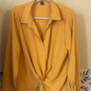 NWOT Yellow Twist Front Blouse